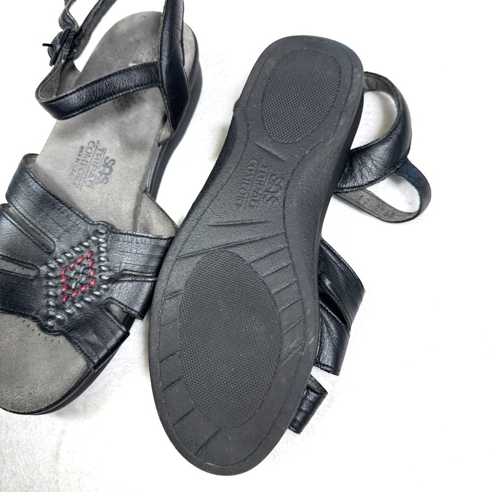 SAS Huarache Sandals Women's US 7.5M Black Leather Tripad Comfort Ankle Strap - Picture 4 of 5